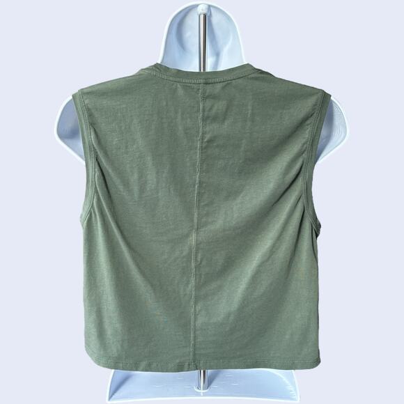 CRZ YOGA Pima Cotton Cropped Muscle Tank Green Graphic S - Picture 2 of 6